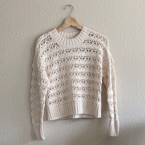 Abercrombie & Fitch Cream Openwork Crewneck Sweater